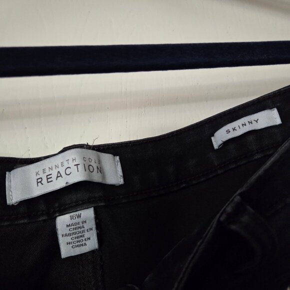Kenneth Cole Reaction 16W Black Skinny Jeans Zipper Pockets Stretch Plus - Picture 4 of 8